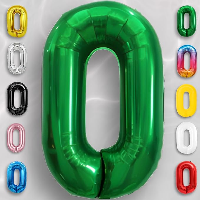 Green Number Balloon 0 Mylar Foil Balloons 32 inch - Image 2