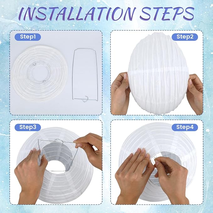 30 Pcs White Paper Lanterns, Round Chinese Japanese Paper Lantern Lamps Hanging - Image 3