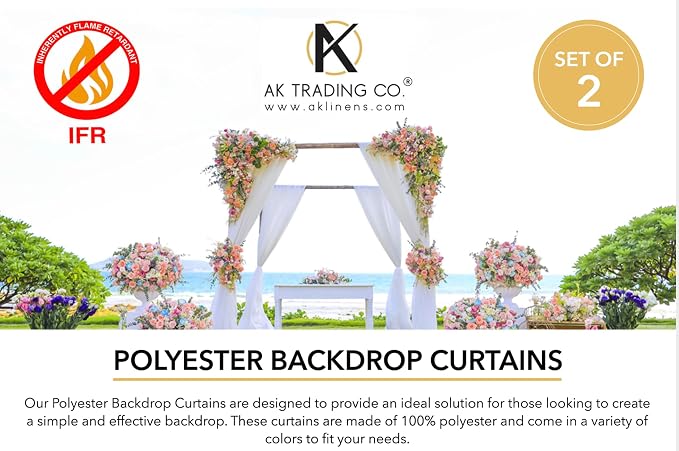 AK TRADING CO. 10 feet x 10 feet Tiffany IFR Polyester Backdrop Drapes Curtains - Image 3