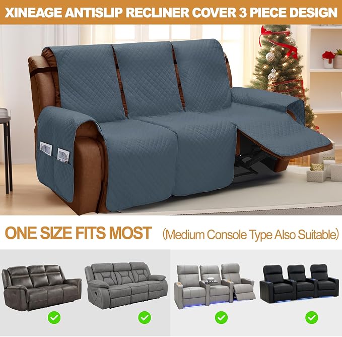 XINEAGE Water Resistant Recliner Cover, 3 seat Recliner Sofa Covers - Image 5