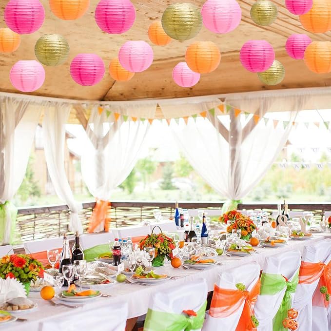 Paper Lanterns Party Decorations, Hanging Round Chinese Lanterns - Image 3