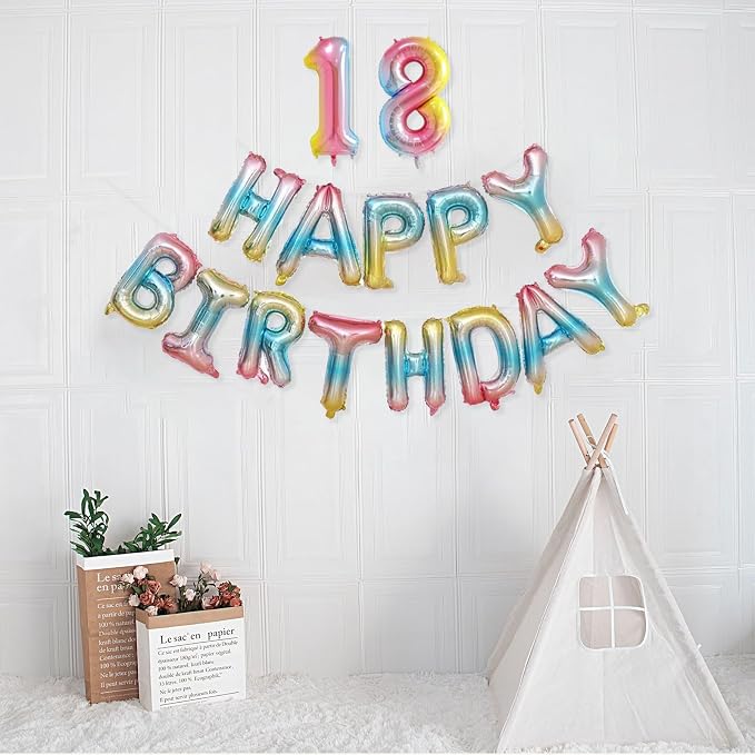 2 Set 20 Pcs Number Balloons 16 Inch Rainbow 0-9 Number Mylar Foil Balloons - Image 5