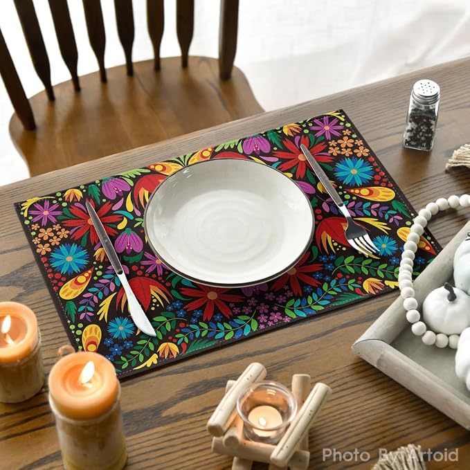Artoid Mode Mexican Cinco De Mayo Placemats Set of 6, 12 x 18 Inch Dia De Los - Image 4