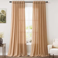 Camel Linen Curtains 90 Inch Length 2 Panels Set by Nanspring
