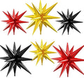Gold Red Black Star Balloons, 22/27 Inch Red Gold Black Star Foil Balloons by Paready