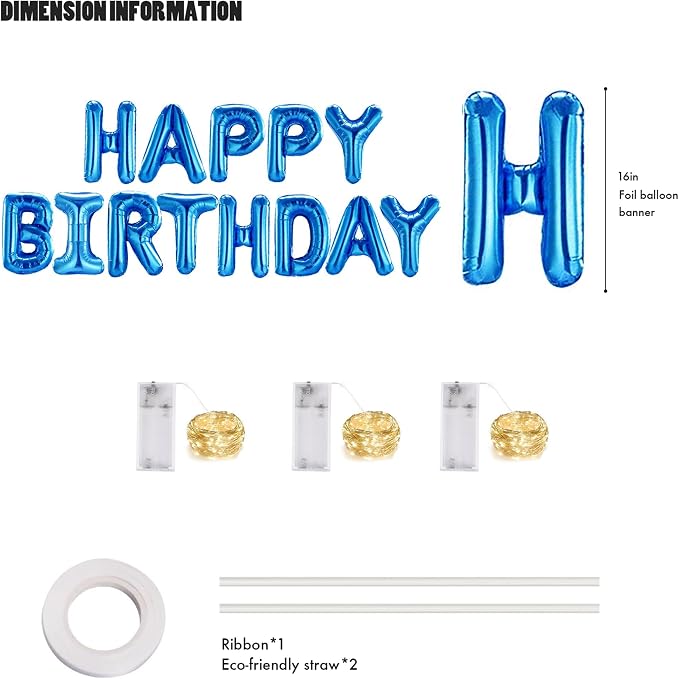 CANREVEL Happy Birthday Banner Decorations + Sign Balloons, - Image 2
