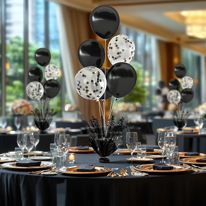 2 Set Black Table Balloons Foil Spray Centerpiece - Image 4
