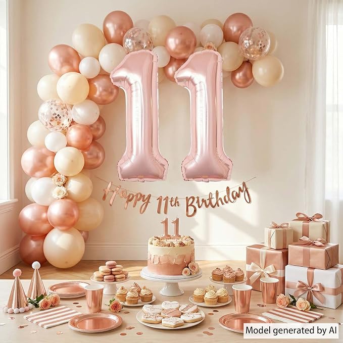 Rose Gold Number 11 Balloon 40 Inch, Blush Twin Foil - Image 6