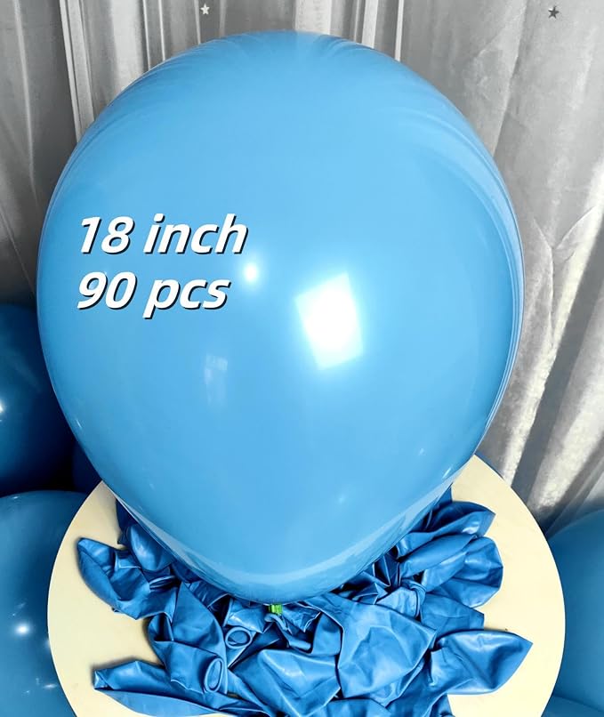 90 Pack Light Blue Balloons 18 Inch Blue Latex Large Balloons - Image 2