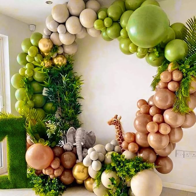 PartyWoo Sage Green Balloons 140pcs Olive Eucalyptus Dusty Green Boho Color | - Image 7
