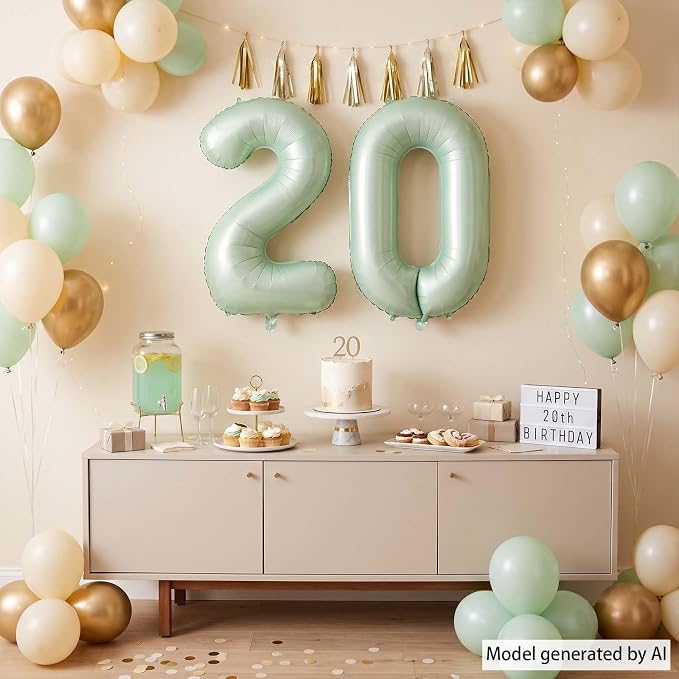 Olive Green Number 20 Balloon 40 Inch, Sign - Image 3