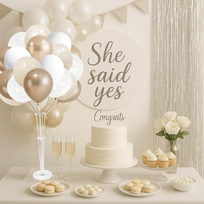 Champagne Gold and Ivory White Balloons Engagement Party Decorations- 34Pcs - Image 4