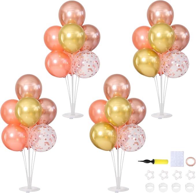 Rose Gold Balloons Table Centerpieces Stand Kit by ZyloonDecoration