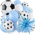 Blue and White Soccer Balloons, 12 Inch Baby Blue and White Soccer Balloons by Govpy