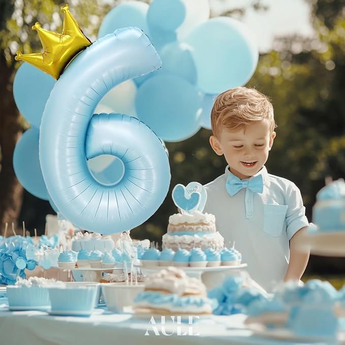 AULE 40 Inch Big Light Blue 6 Balloon Number - Image 4