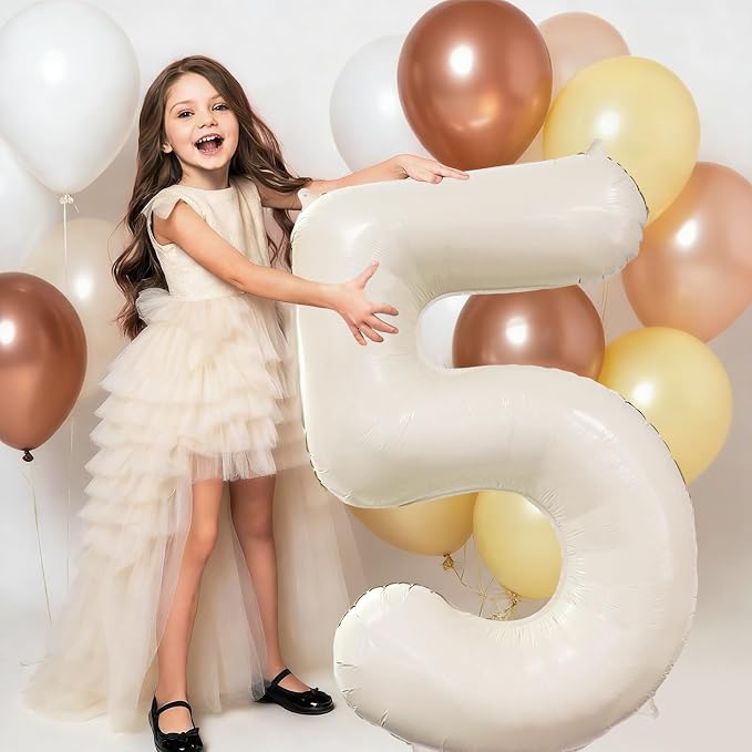 Cream Number 5 Balloon 40 Inch Beige Nude Number 5 Balloon - Image 2