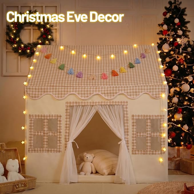 Kids Play Tent Indoor: with Mat, Tassel Garland - Image 7
