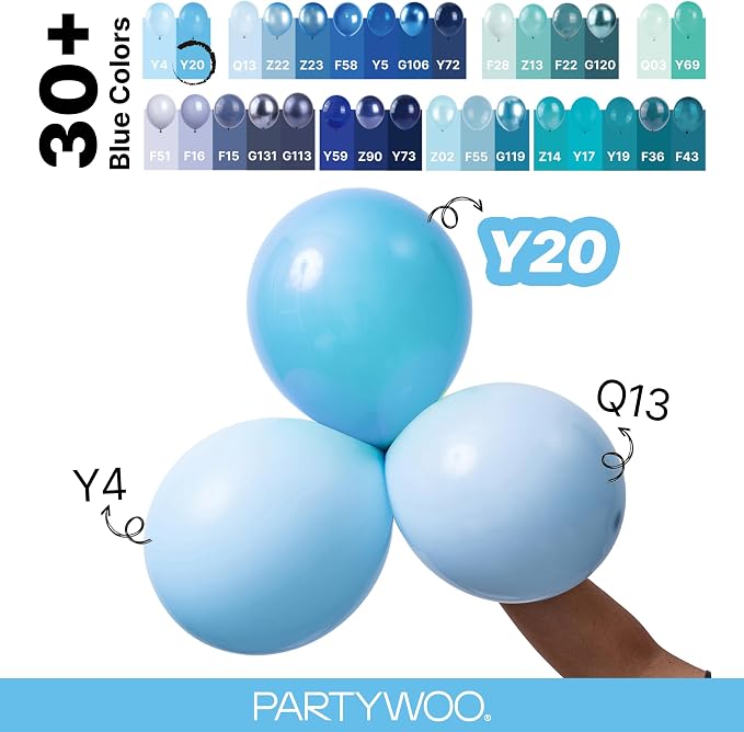 PartyWoo Light Blue Balloons 152pcs Baby Pastel Blue Color Different Sizes | 18 - Image 4