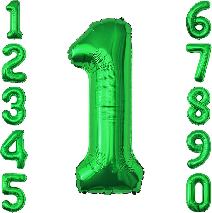 Green Number 1 Balloon 40 Inch, Foil Numeral by Unknown