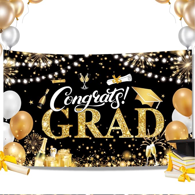 Graduation Banner 2026 Black and Gold - Image 2