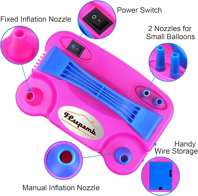 FLSEPAMB Electric Balloon Pump, Portable Dual Nozzle Balloon Inflator Pump - Image 2