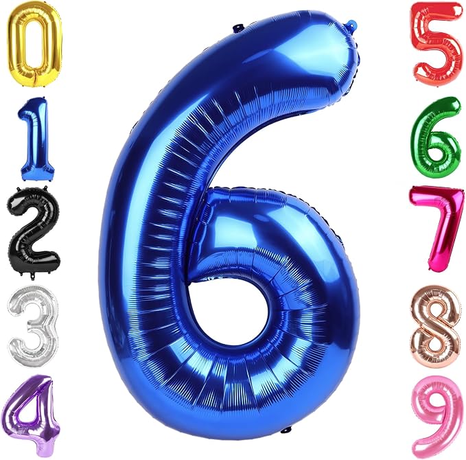 40 Inch Navy Blue Number 6 Balloon, 6th Blue Birthday Party Decorations | 40 by Hadoife