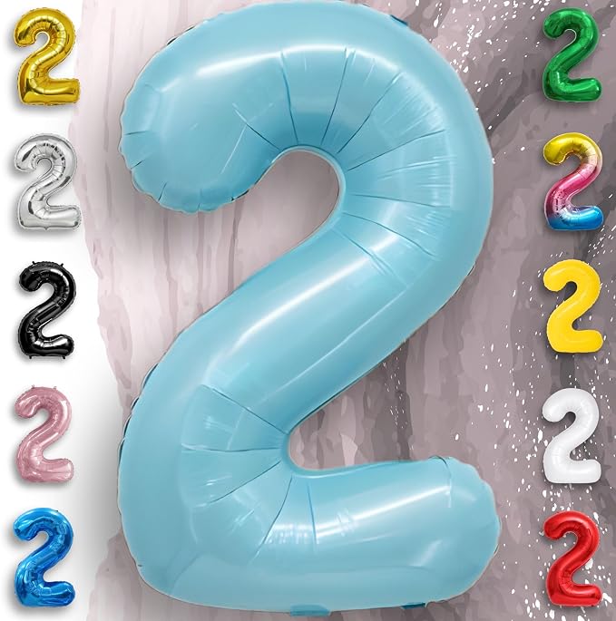 Candy Blue Number Balloon 2 Mylar Foil Balloons 32 inch - Image 4