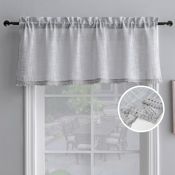 Beda Home Tassel Linen Textured Swag Curtain Valance by BedaHomeBedaLife