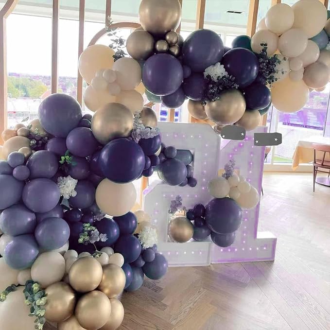 PartyWoo Dusty Blue Balloons 140pcs Navy Slate Blue Boho Neutral Color | - Image 9