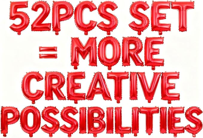 52 Pcs Red Letter Balloons, Custom 2 Set A-Z Set by GOGAKIE