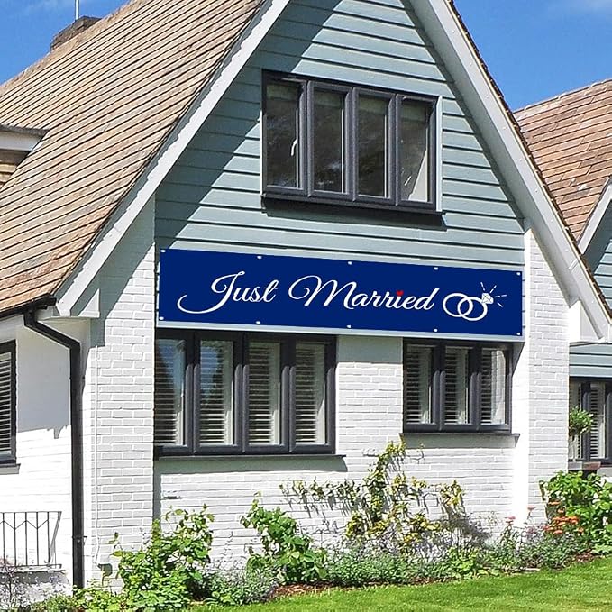 Just Married Flag Banner Outdoor Indoor Decoration Flag Double Stitched - Image 4