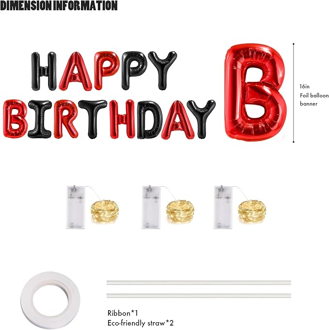 CANREVEL Happy Birthday Banner Decorations + Sign Balloons, - Image 2