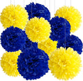 BRZIKWT 12 Pcs Navy Blue Yellow Tissue Paper Pom Poms by Unknown