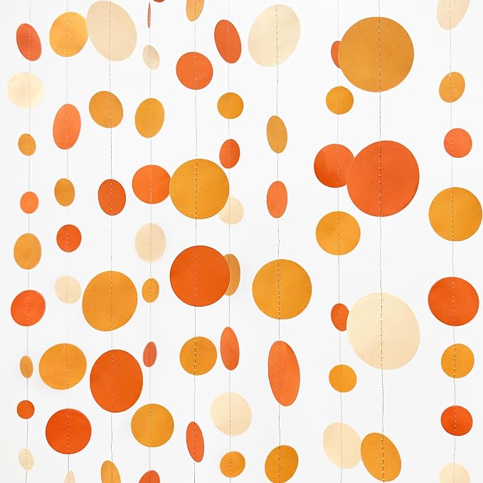 Orange Circle Dots Garland Gradient Polka Dot Hanging Paper Streamer by pinkblume