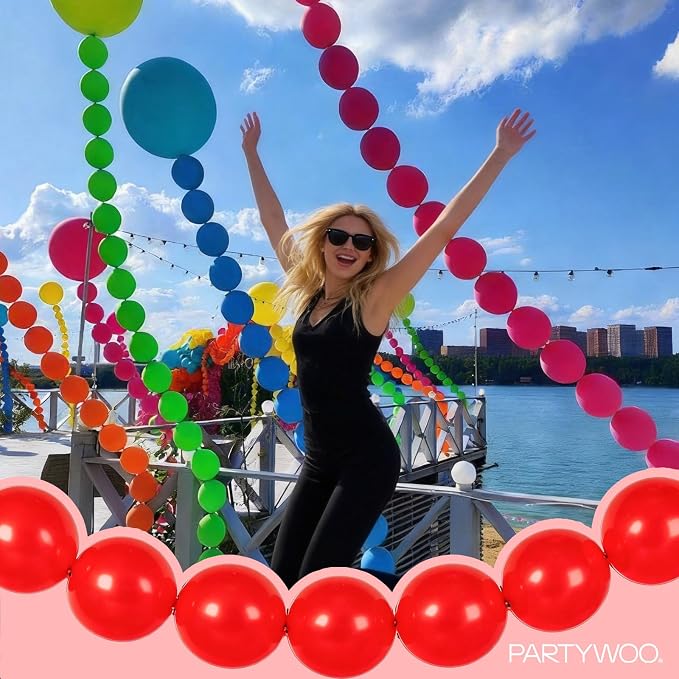 PartyWoo Rainbow Linking Balloons 100pcs 6 Inch Multicolor Link Balloons | - Image 7