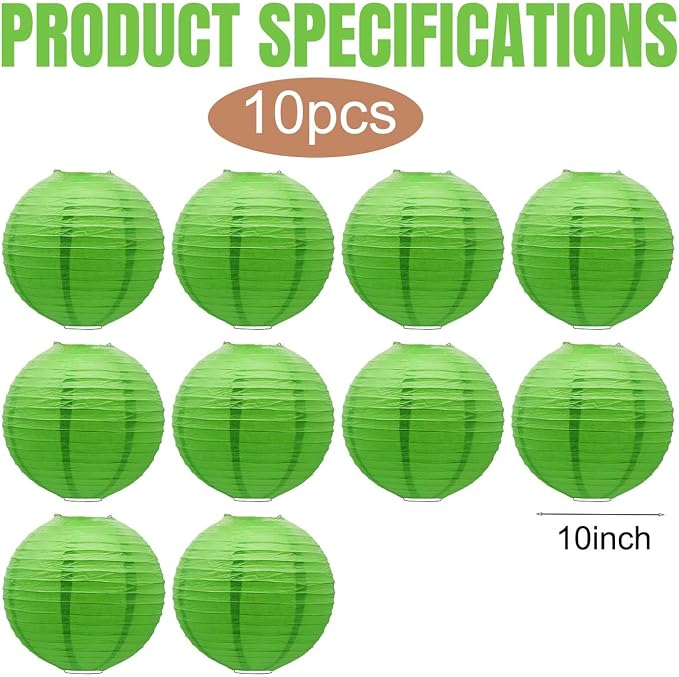 Green Paper Lanterns Decorative Hanging Chinese Ceiling Party Supplies - Image 3