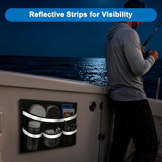 Linkstyle 3PCS Boat Storage Mesh Bag, Self Adhesive Marine Caddy Organizer - Image 5