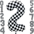 42 Inch Checkered Number Balloon 2, 2nd Race Car Birthday Party Supplies by Eoopoon