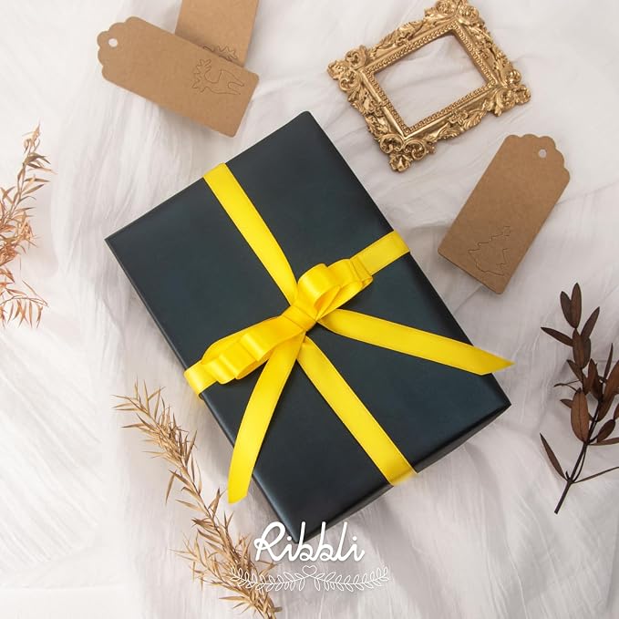 Ribbli Maize Yellow Double Faced Satin Ribbon, 1/2 Inch x Continuous 25 Yards - Image 3