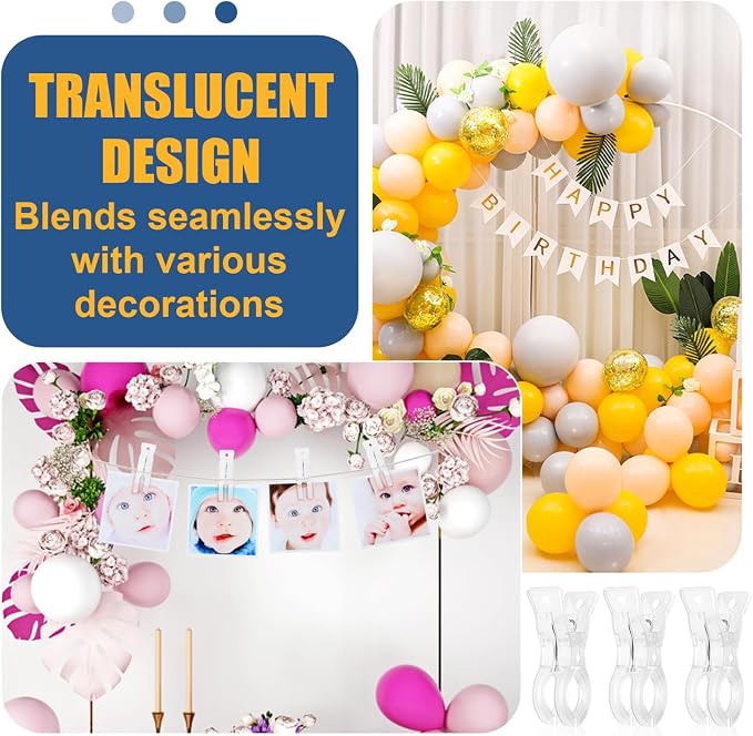 20 Pack Large Balloon Arch Clips, 3.5 Inch Plastic Backdrop Spring Clamps - Image 2