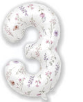 3rd Birthday Decorations for Girls, 40 Inch White Floral Number 3 Balloons | by Froova