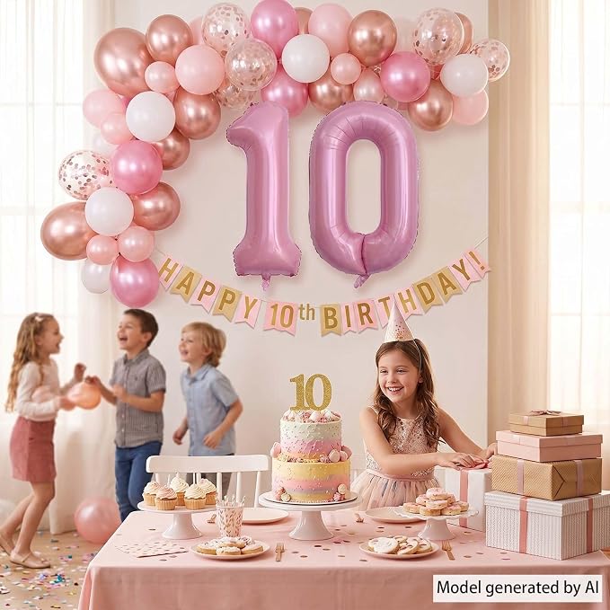 Pearlescent Pink Number 10 Balloon 40 Inch, Shiny Foil - Image 2