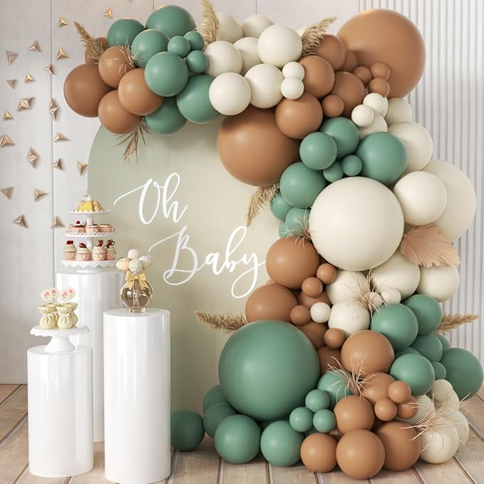 MEBAY Sage Green Brown White Garland Arch Kit by MEBAY