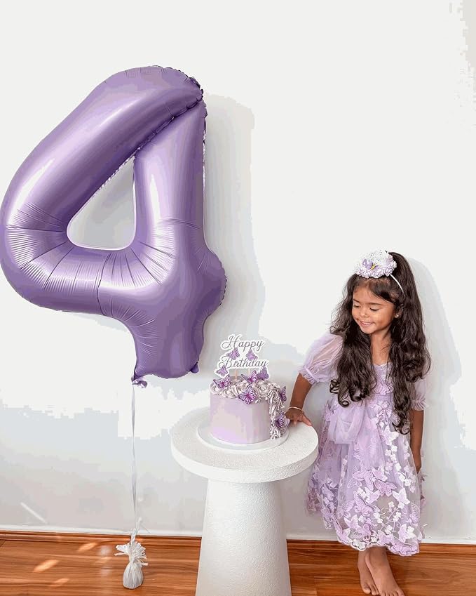 7 Balloon - Lilac Birthday Number Balloons, 40 Inch Decorations Men Women | - Image 4