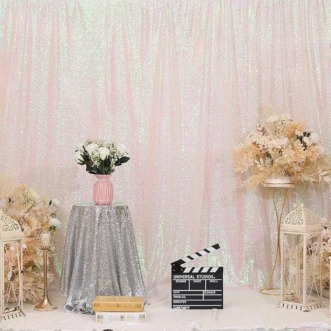 Eternal Beauty White Iridescent 3mm Sequin Backdrop 8x10 Ft - Image 2