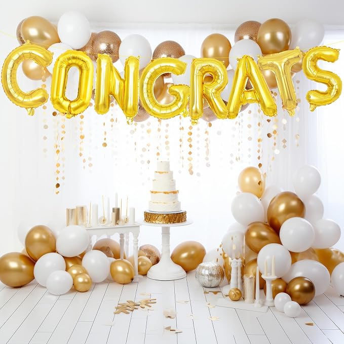 16 Inch Gold 'CONGRATS' Balloon Banner - Image 5