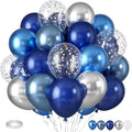 Blue Silver Balloons, Pearl Navy Balloon Metallic Light Blue and Silver Balloons by Paready
