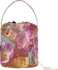 Pink Poppy Yarn Bag Small Crochet Bag Drawstring Yarn Storage Organizer by Tatenale