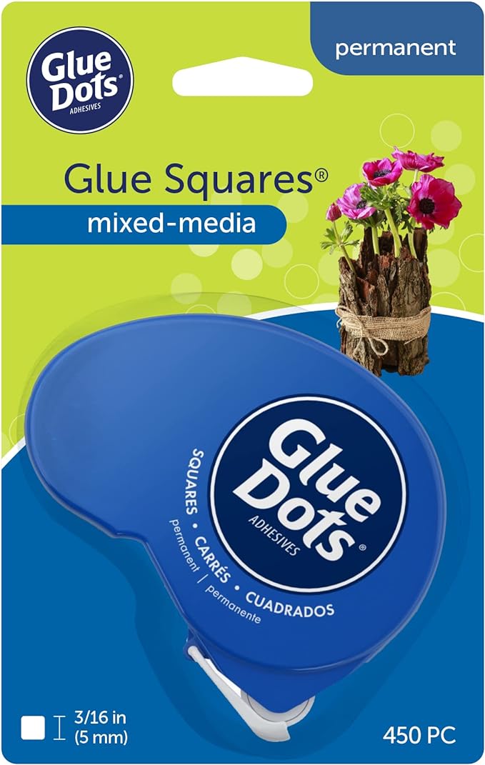 Glue Dots, Glue Squares Dot N' Go Dispenser, Double-Sided, 450 Dots, DIY Craft by GlueDots