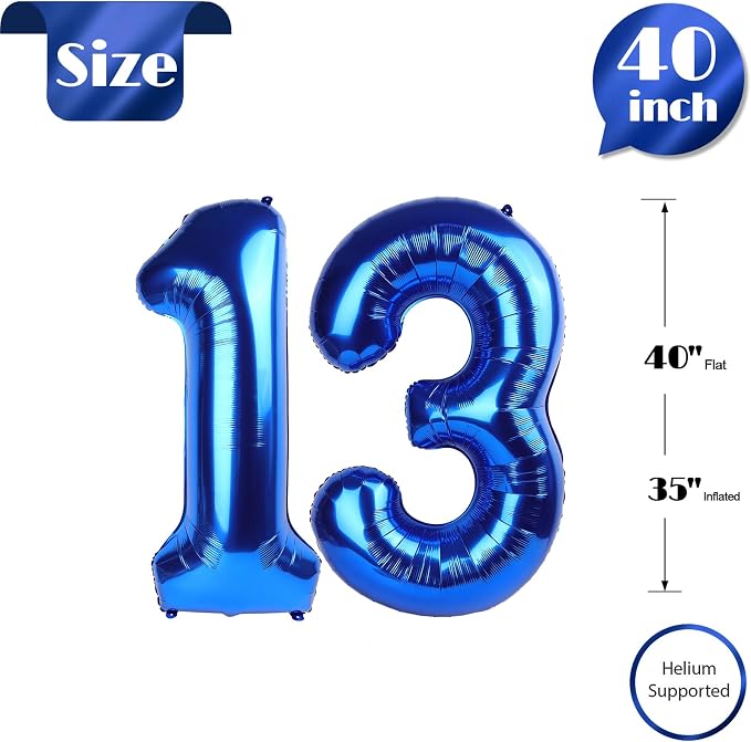 Navy Blue Number 13 Balloon 40 Inch - Image 5